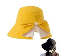 Bpoeee Women's Bowknot Wide Brim Sun Protective Hat, Foldable Packable Beach Hat for Travel, Gardening & Summer Outdoor (Yellow,Taille Unique)