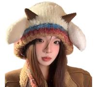 Bpoeee Women's Reindeer Beanie, Creative Antler Hat & Bag 2-in-1 - Practical and Adorable, Festive Christmas Antler Hat (#3,21.2-24.4")