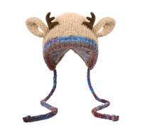 Bpoeee Women's Reindeer Beanie, Creative Antler Hat & Bag 2-in-1 - Practical and Adorable, Festive Christmas Antler Hat (#2,21.2-24.4")