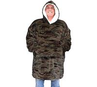 Bprtcra Couverture Sweatshirt Imprimé Léopard Hiver Chaud Lazy Blanket Pull Lâche à Capuche Chaud Pull Lazy Blanket pour Homme Femme Intérieur Extérieur (Type D)