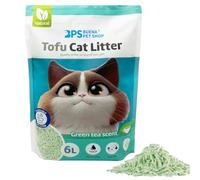 BPS BPS-15457 Litière agglomérante pour chats sans poussière 6 l Facile à agglomérer Contrôle les odeurs se lance dans les toilettes (Green Tea, 1 pièce)