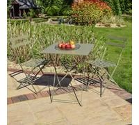 BPS® Deluxe Ensemble Bistro de Jardin | Table et chaises de Jardin en métal | Ensemble de mobilier de Patio 2 pièces | Durable | Table et chaises Pliantes 3 pièces (Olive - Square)