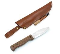 BPSKNIVES B1 CSHF - Couteau de bushcraft à lame fixe avec étui en cuir et bâton de ferrocérium - Couteau de camping en acier au carbone fait main à soie traversante pour l'extérieur