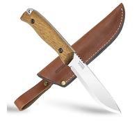 BPSKNIVES HK1S - Couteau en acier au carbone fait main à lame fixe - Couteau de bushcraft de camping avec étui en cuir - Couteaux de camp scandinave à affûtage.