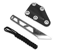 BPSKNIVES Mini Kiridashi - Couteau à Lame Fixe Squelette avec Étui en Plastique - Couteau d'Extérieur à Lame Fixe avec Fourreau - Couteau de Poche en Acier au Carbone