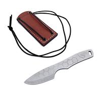 BPSKNIVES Techno Bee - Couteau de Cou en Acier Inoxydable - Couteau à Lame Fixe Squelette avec Étui en Cuir Véritable de Camping à Lame Fixe pour l'Extérieur