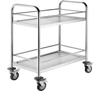 BPT Chariot de service en acier inoxydable Avec 4 roues à frein Roulettes, chariot de service en acier inoxydable de petite taille avec insonorisation Pour le transport de vins et de boissons dans les