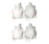 BPTRKOM 4 Barrettes à Plumes avec Perles Blanches - Accessoires Cheveux Élégants pour Femmes & Filles - Idéal pour Ballet, Mariage, Cosplay et Fêtes(Blanc)