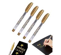 BPTRKOM 4 pièces marqueurs métalliques dorés - marqueur permanent doré résistant,séchage rapide pour l'auto-conception,livre d'or,scrapbooking DIY,pour peindre la céramique,la décoration en bois