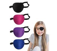 BPTRKOM Lot de 4 Masques pour Les Yeux Simples -Masque pour Les Yeux réglable pour strabisme, Phase de récupération du Patch pour Les Yeux de Pirate Cosplay, Utilisation Quotidienne (4 Couleurs)