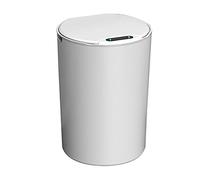 BPUIYEW Puissance de la poubelle intelligente, couvert induction ménage automatique de grande capacité panier de papier à déchets scellé et étanche salle(White)