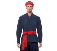 BPURB Chemise de Pirate Viking pour Homme - Costume Celtique médiéval - Style Renaissance Steampunk Gothique - Manches Longues - À Lacets - pour Halloween, Bleu Marine, S