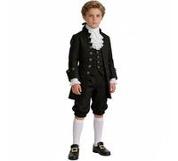 BPURB Costume Colonial pour Enfants Costume de Cosplay Pirate médiéval Costume Renaissance Costume Culotte (Pantalon avec Chaussettes Blanches Hautes au Genou et Boucle de Chaussure dorée)
