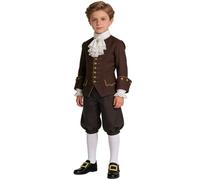 BPURB Costume Colonial pour Enfants Costume de Cosplay Pirate médiéval Costume Renaissance Costume Culotte (Pantalon avec Chaussettes Blanches Hautes au Genou et Boucle de Chaussure dorée)