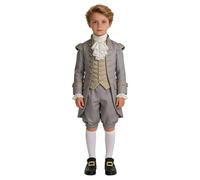 BPURB Costume Colonial pour Enfants Costume de Cosplay Pirate médiéval Costume Renaissance Costume Culotte (Pantalon avec Chaussettes Blanches Hautes au Genou et Boucle de Chaussure dorée)