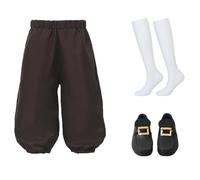BPURB Costume Colonial pour Enfants - Costume de Cosplay Pirate Médiéval - Renaissance - Culotte (Pantalon avec Chaussettes Blanches Hautes au Genou et Boucle de Chaussure dorée)