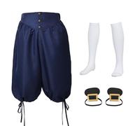 BPURB Déguisement médiéval colonial historique pour Homme Pantalon Déguisement d'aristocrate Marquis de la Renaissance Ensemble de costume de cosplay de pirate viking