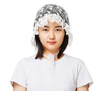 BPURB Dentelle Chapeau Bonnet servante Blanc pour Femme médiéval Victorien Accessoire Déguisement Coton Chapeaux de Soleil (Blanc-3)