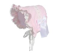 BPURB Dentelle Chapeau Bonnet servante Blanc pour Femme médiéval Victorien Accessoire Déguisement Coton Chapeaux de Soleil (Rose)