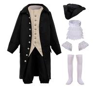 BPURB Enfants 18ème siècle Colonial Costume Garçons Baroque Rococo Aristocrate Costume Deluxe Halloween Costume