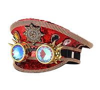 BPURB Femmes Steampunk Rave Capitaine Style Strass Sequin Chapeau haut de forme pour hommes Festival Carnaval Halloween Costume Cosplay