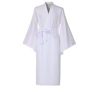 BPURB Hommes Robe Kimono Japonaise Pyjama Long Yukata avec ceinture Blanc