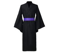 BPURB Hommes Robe Kimono Japonaise Pyjama Long Yukata avec ceinture Noir
