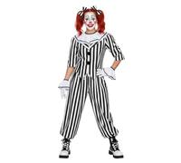 BPURB Pantalon sarouel bouffon de clown noir et blanc rayé pour femme, taille élastique, pantalon baggy à revers aux chevilles pour Halloween, Joker Cosplay Costumes, noir/blanc, M