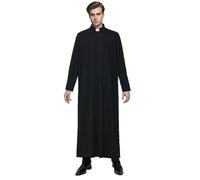 BPURB Prêtre Soutane Toga avec col Tab pour homme Clergé Clergé Chaire Vestment Prêcheur Prêcheur Église Robe (noir, L)