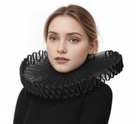 BPURB Renaissance Elisabethane Ruff Col Volants Col Clown Colliers, Noir, taille unique