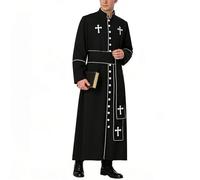 BPURB Robe de Clergé Romain pour Homme En forme de cassock Pour Prêtre Anglican évêque Pasteur Ministre de l'église Vestments Chasuble Taille 3XL Noir