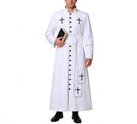 BPURB Robe de Clergé Romain pour Homme En forme de cassock Pour Prêtre Anglican évêque Pasteur Ministre de l'église Vestments Chasuble, blanc, XL