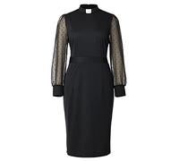 BPURB Robe de ministre du clergé de l'église catholique pour Femmes Manches lanternes Loose Slim Fit Cocktail fête Crayon Robe, Noir, M