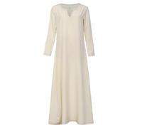 BPURB Robe médiévale pour Femmes LARP Viking Pirate Costume Renaissance Robe Tunique à Manches Longues Robe Paysanne biblique, Beige, XL