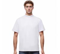 BPURB T-shirt à manches courtes pour homme avec col à languette - Costume de pasteur de ministre prédicateur, blanc, M