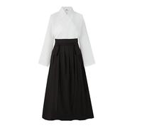 BPURB Uniforme de samouraï japonais Hakama traditionnel Aikido Kendo Arts martiaux Anime Cosplay Costume, Style-4 Haut blanc + Hakama noir, L
