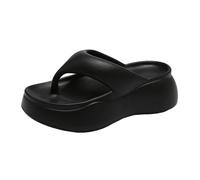 BPVCMHOS Tong femme Slippers Pour Femmes Coins D'été Bouton Glissades Chaussures Plage Sandales Femmes À L'extérieur De La Plate-forme De Plate-forme, Tongs-noir-37