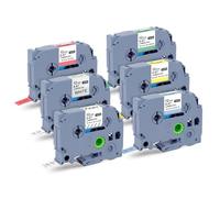 BPXX P Touch Lot de 6 rubans d'étiquettes de rechange pour Brother P-Touch 12 mm 0,47 mm Recharges colorées laminées compatibles avec Brother P Touch PT-D210 D220 H110 1000 1280 D400