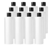 BPZXL 24 pièces 250ml Blanc flacons vides en plastique avec Bouchon à Charnière Noir Bouteilles Pour Cosmétique Savon Gel Huile essentielle Lotion le shampooing