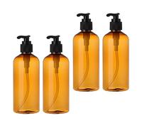 BPZXL 4 pièces 300ml Brun flacons vides en Plastique, Flacon Vide Pompe Cosmétique Bouteilles pour Huile Essentielle Cosmétique Savon Gel Lotion