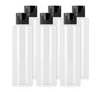 BPZXL 6 pièces 150ml Transparent flacons vides en plastique avec Bouchon à Charnière Noir Bouteilles Pour Cosmétique Savon Gel Huile essentielle Lotion le shampooing