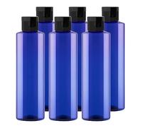 BPZXL 6 pièces 250ml Bleu flacons vides en plastique avec Bouchon à Charnière Noir Bouteilles Pour Cosmétique Savon Gel Huile essentielle Lotion le shampooing