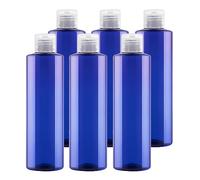 BPZXL 6 pièces 250ml Bleu flacons vides en plastique avec Bouchon à Charnière Transparent Bouteilles Pour Cosmétique Savon Gel Huile essentielle Lotion le shampooing
