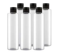 BPZXL 6 pièces 250ml Transparent flacons vides en plastique avec Bouchon à Charnière Noir Bouteilles Pour Cosmétique Savon Gel Huile essentielle Lotion le shampooing