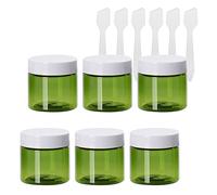BPZXL 6 pièces 50ml Vert Pots en Plastique avec couvercle Blanc Cosmétiques Vide en Voyage récipient Lotions de Crèmes Baume cosmétique onguents Pots