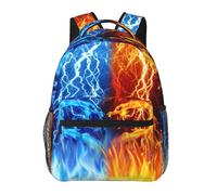 bqabhu Blue Dragon Sac à dos avec éclairage cool pour enfants, adolescents, filles, garçons, cadeaux de rentrée scolaire pour 2e, 3e, 4e, 5e, 6e année, Rouge/bleu, 16in