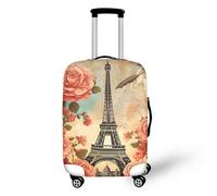 bqabhu Housse de protection étanche anti-poussière pour valises à roulettes Motif papillon Bleu, Fleurs de la tour Effiel, L fits 25-28 inch Suitcase, Housse de bagage