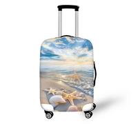 bqabhu Housse de protection pour bagages de voyage avec fermeture éclair pour voyage d'été, mer, plage, étoile de mer, coquillage, sable, Sea Beach Étoile de mer coquillages sable, S fits 18-21 inch
