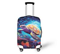bqabhu Housse de protection pour bagages de voyage avec fermeture éclair pour voyage d'été, mer, plage, étoile de mer, coquillage, sable, Ocean Sea Turtle Bleu foncé, M fits 22-24 inch Suitcase