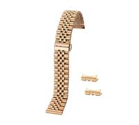 BQAXUREW EDVENA Bracelet De Montre en Acier Inoxydable Massif 19/20/21/22mm 12/13/14/16/17/18mm Bracelet Plat Incurvé Fin Demi-Cercle Lien Bracelet Remplacement(Rose-Gold_19mm)